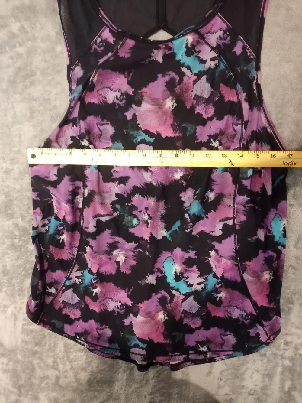 Lululemon Floral Watercolor Sleeveless Top - Purple/Black Size 12